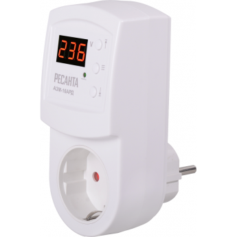 Блок защиты по напряжению РЕСАНТА 16AРД регулируемый (с дисплеем, в розетку)